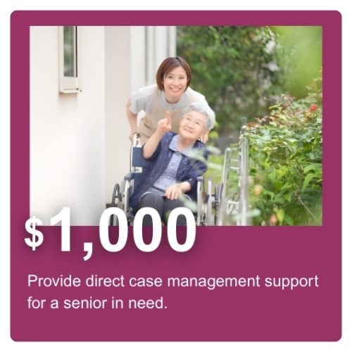 $1,000 provide direct case management support for a senior in need.